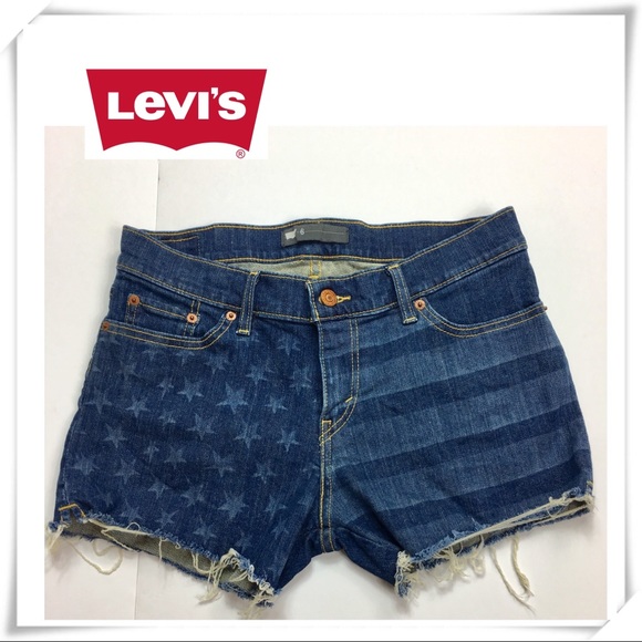 Levi's Pants - Levi’s Flag Print CutOff Distressed Denim Shorts